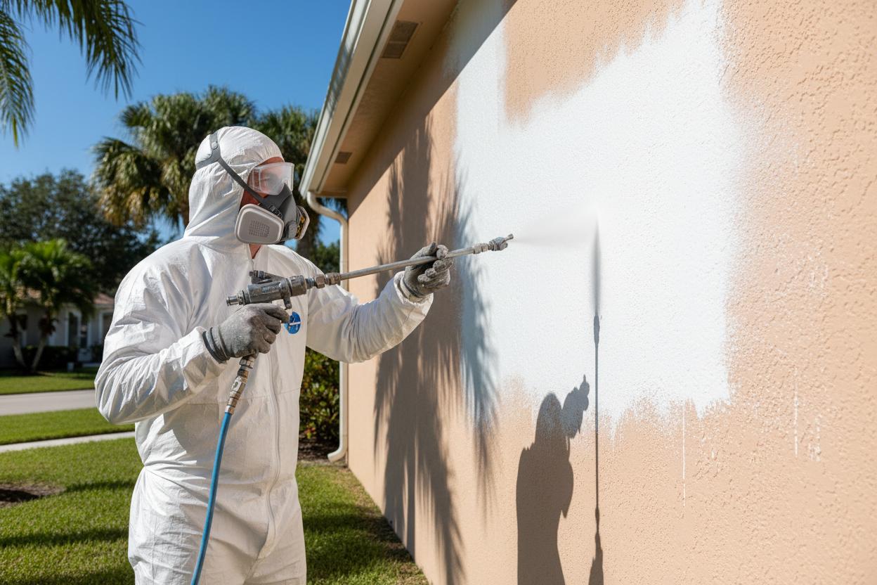 Professional exterior coating application on Naples Florida home