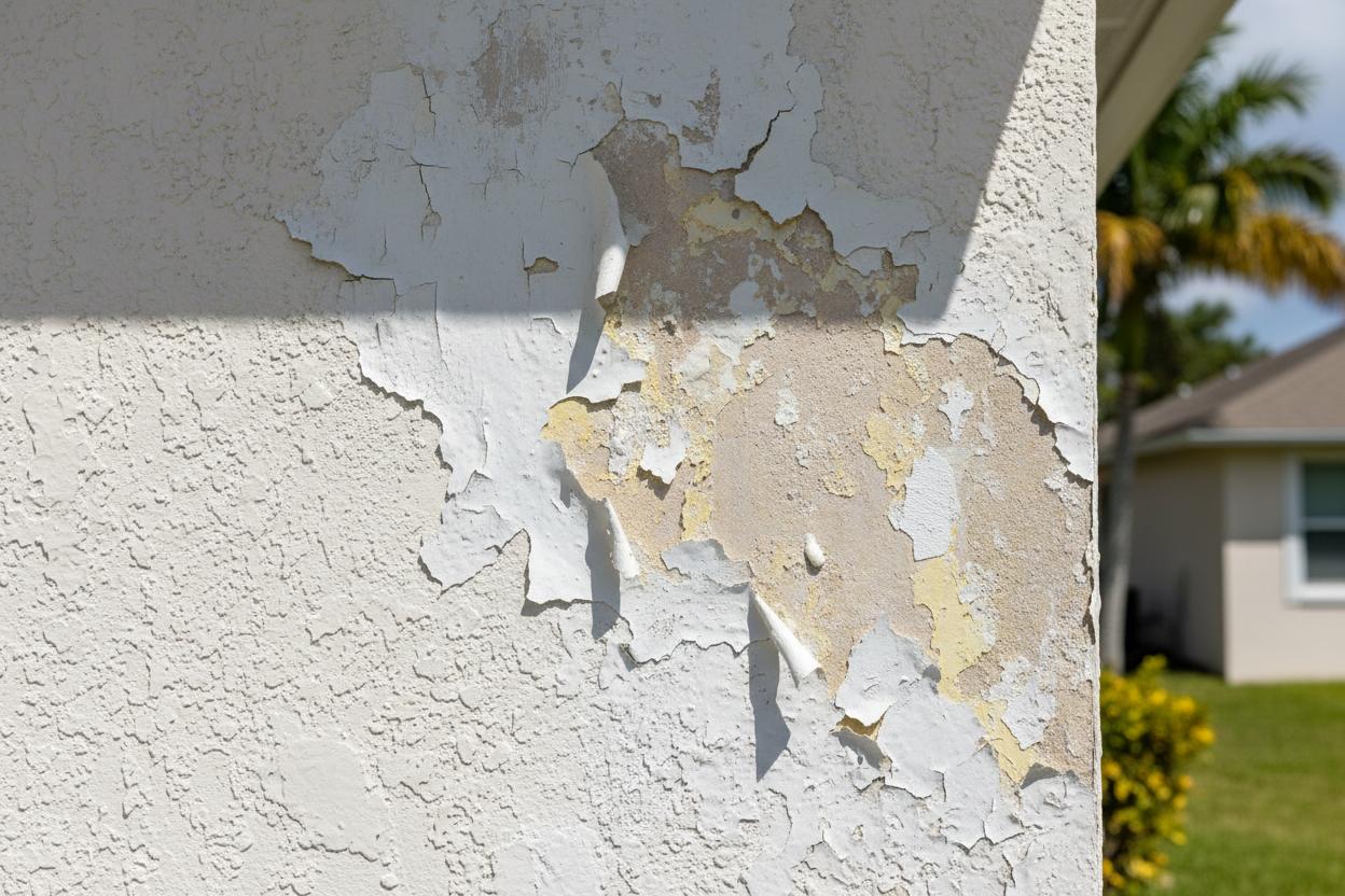 Exterior paint peeling repair on Naples Florida home