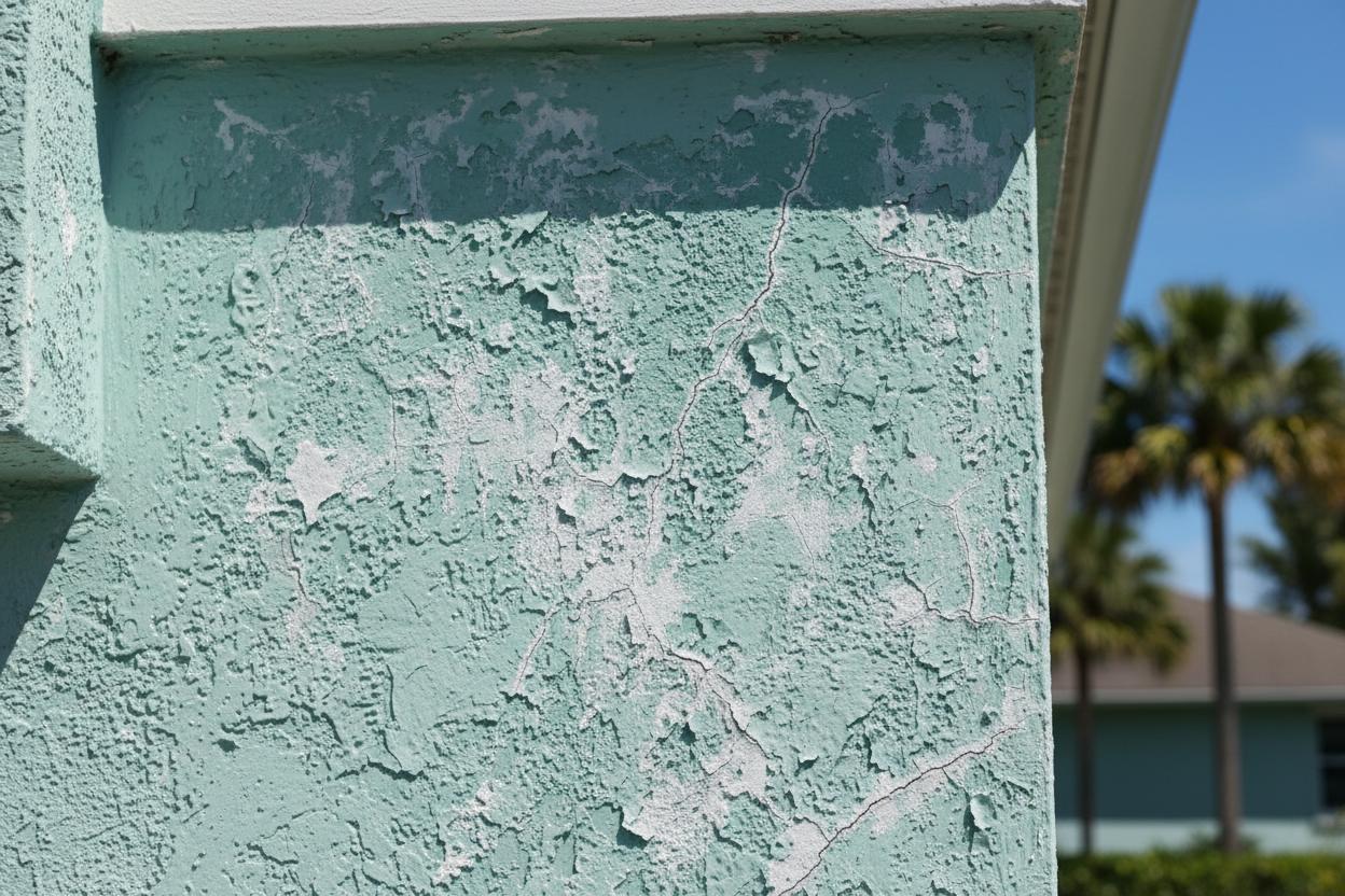 Sun damaged exterior paint on Florida home before repainting